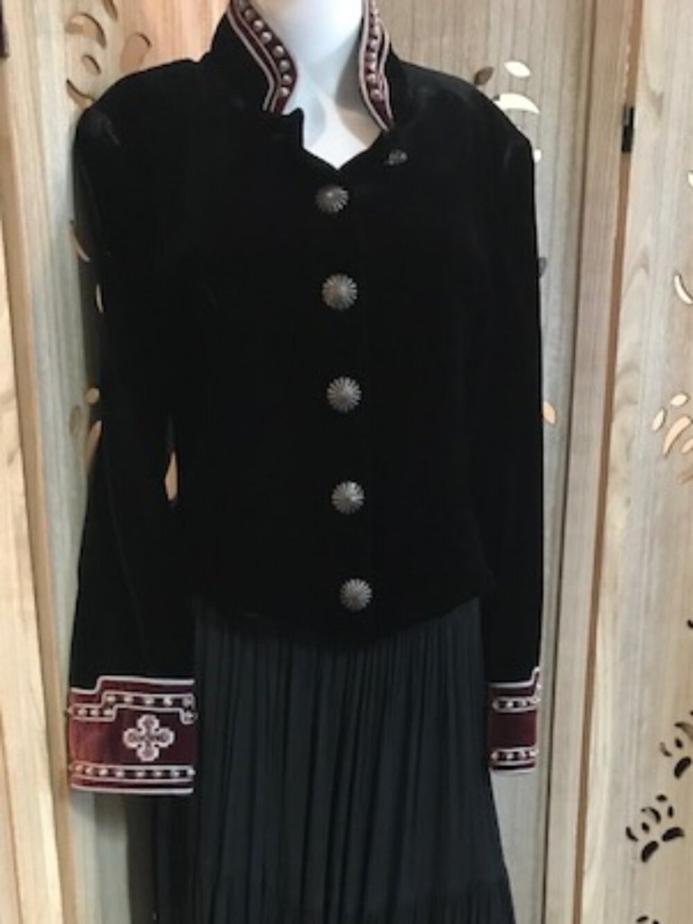 Double D Ranch Wear Velvet Jacket and Broomstick Skirt